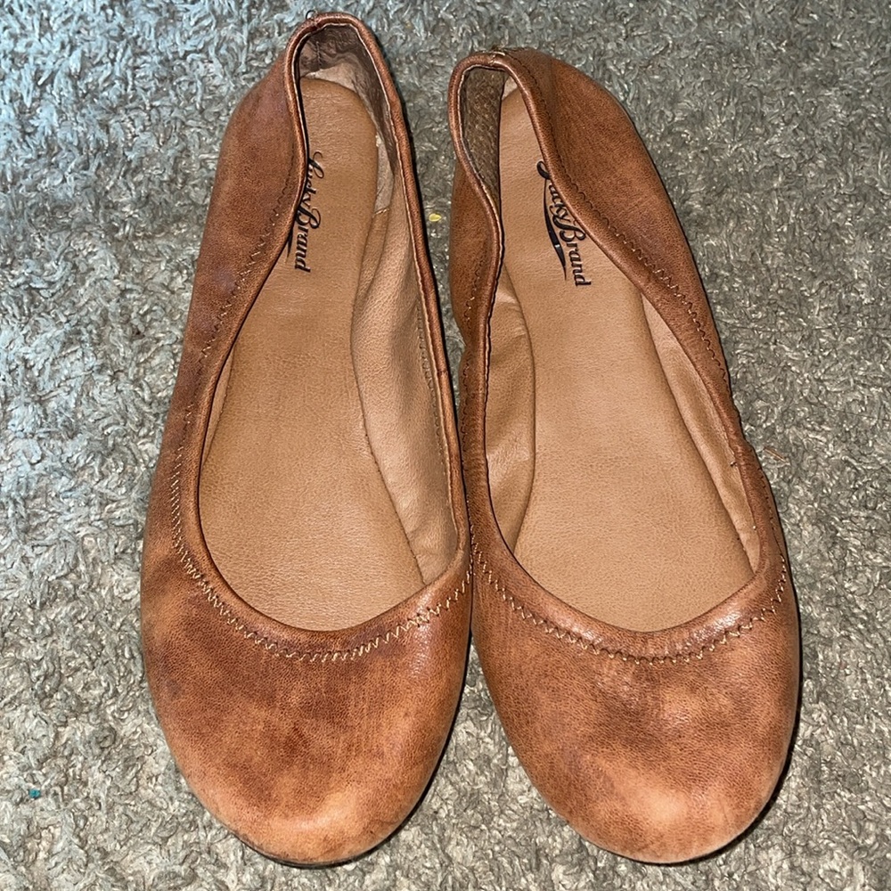 Lucky Brand tan leather ballet flats